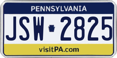 PA license plate JSW2825