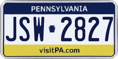 PA license plate JSW2827