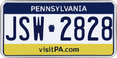 PA license plate JSW2828