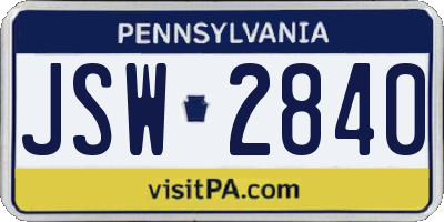 PA license plate JSW2840
