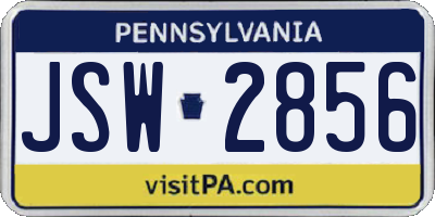 PA license plate JSW2856