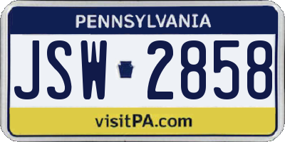PA license plate JSW2858