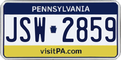 PA license plate JSW2859