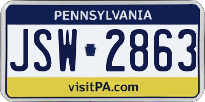 PA license plate JSW2863