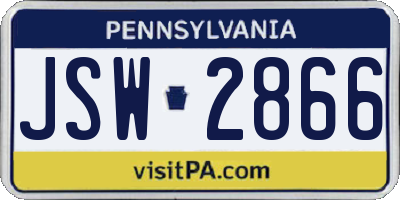 PA license plate JSW2866