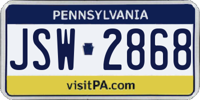 PA license plate JSW2868