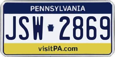 PA license plate JSW2869