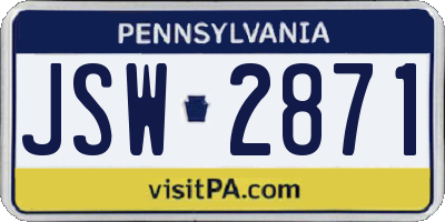 PA license plate JSW2871