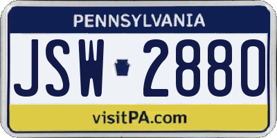 PA license plate JSW2880
