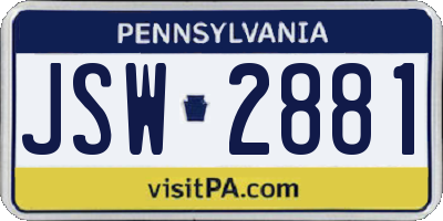 PA license plate JSW2881