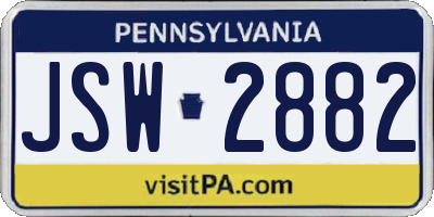 PA license plate JSW2882