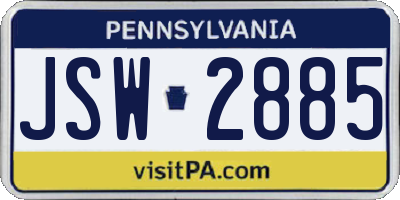 PA license plate JSW2885
