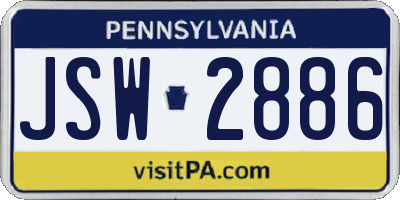 PA license plate JSW2886