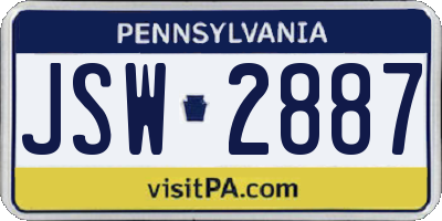 PA license plate JSW2887