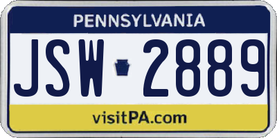 PA license plate JSW2889