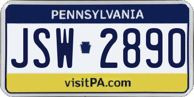 PA license plate JSW2890