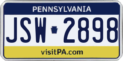 PA license plate JSW2898