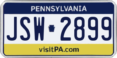 PA license plate JSW2899