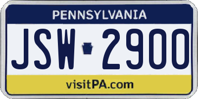 PA license plate JSW2900