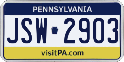 PA license plate JSW2903