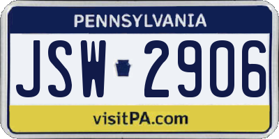 PA license plate JSW2906