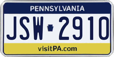 PA license plate JSW2910