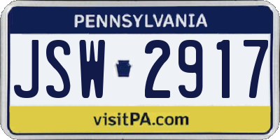 PA license plate JSW2917