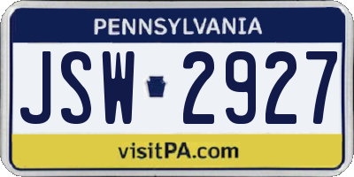 PA license plate JSW2927