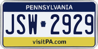 PA license plate JSW2929