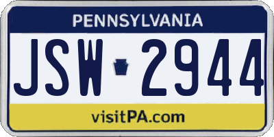 PA license plate JSW2944