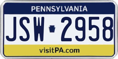 PA license plate JSW2958