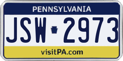 PA license plate JSW2973
