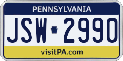 PA license plate JSW2990