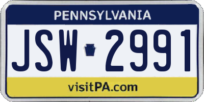 PA license plate JSW2991