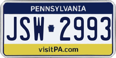 PA license plate JSW2993