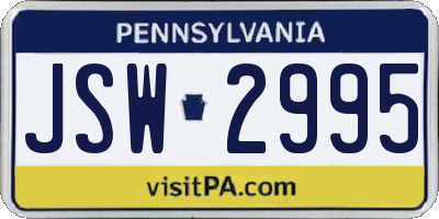 PA license plate JSW2995