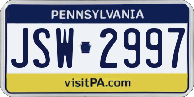 PA license plate JSW2997