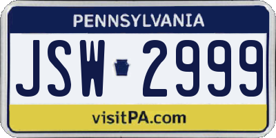 PA license plate JSW2999
