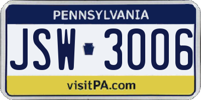 PA license plate JSW3006