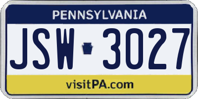 PA license plate JSW3027