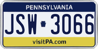 PA license plate JSW3066