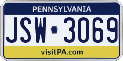 PA license plate JSW3069