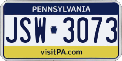 PA license plate JSW3073