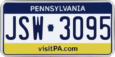 PA license plate JSW3095