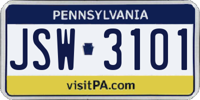PA license plate JSW3101
