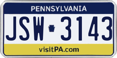 PA license plate JSW3143