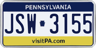 PA license plate JSW3155