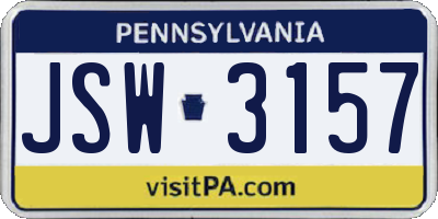PA license plate JSW3157