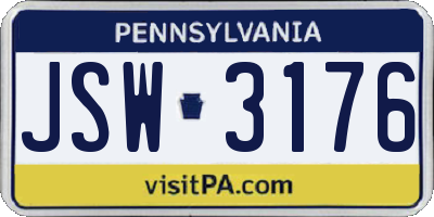 PA license plate JSW3176