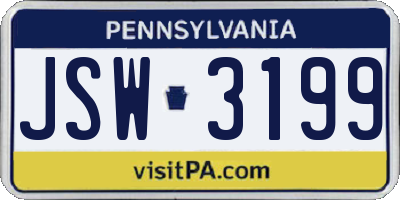 PA license plate JSW3199